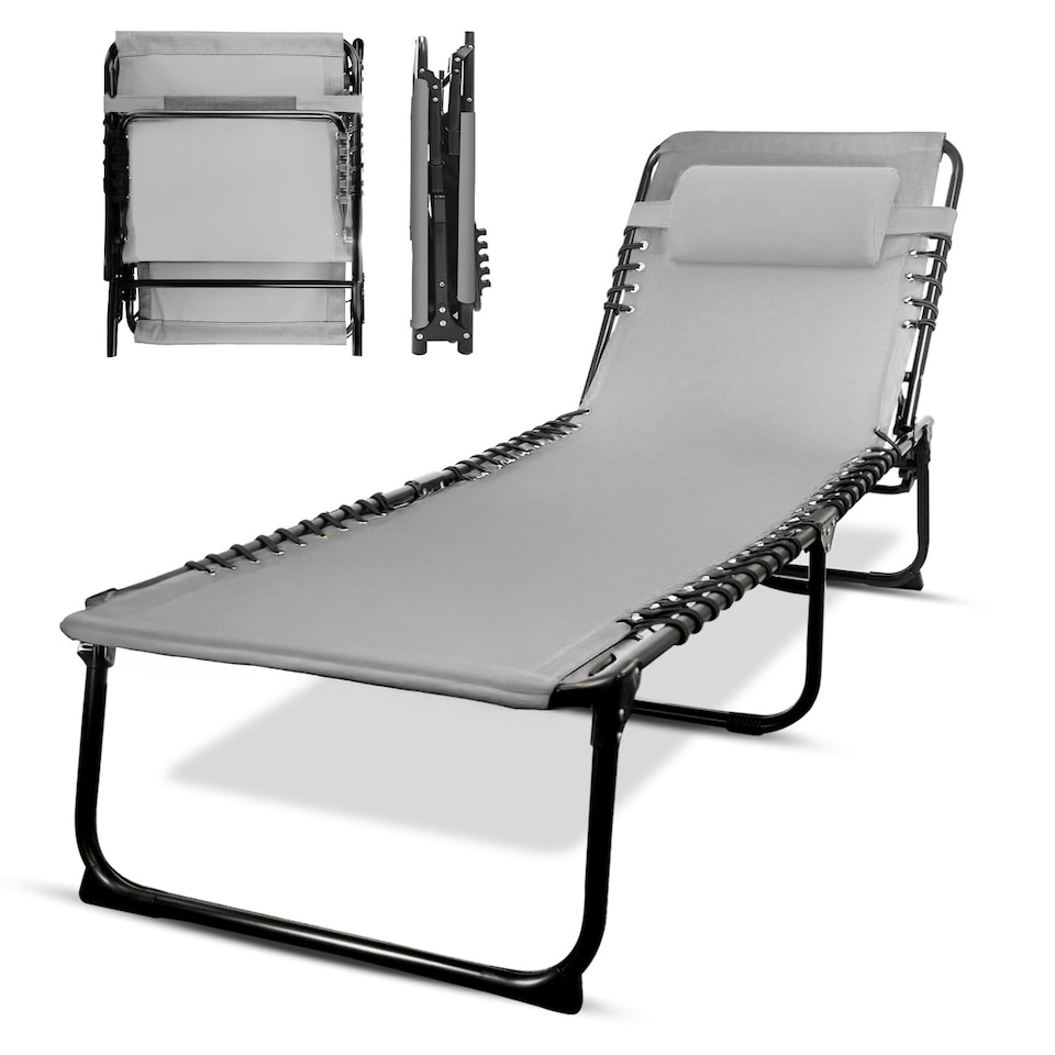 image 1 of Keplin Foldable Sun Lounger with Adjustable Back and Leg Rest 600D Oxford Fabric