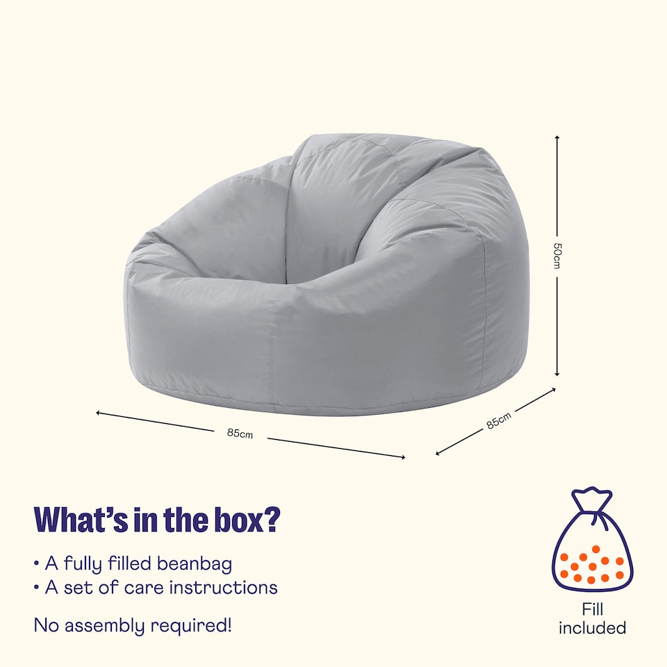 image 1 of Adult Classic Beanbag Outdoor Waterproof Bean bags Ready Filled - Grey | Grey | Grey | 1