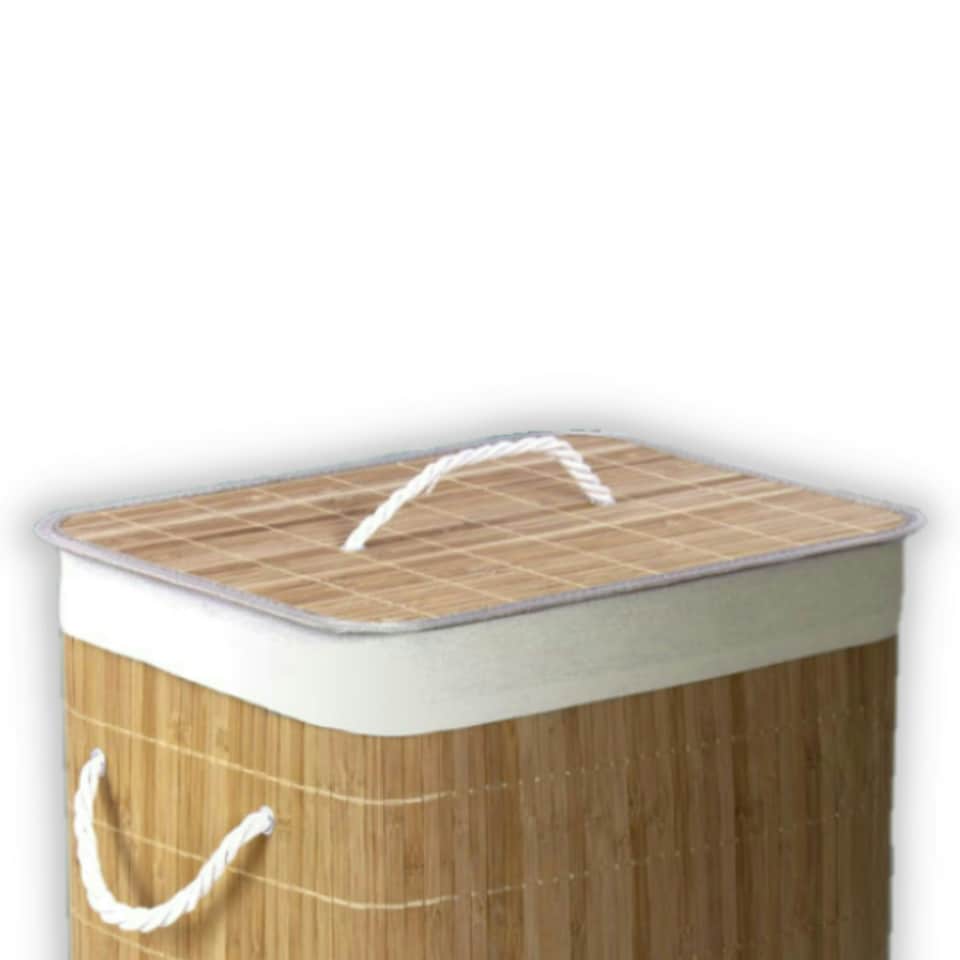 image 1 of Oblong Bamboo Natural Laundry Hamper