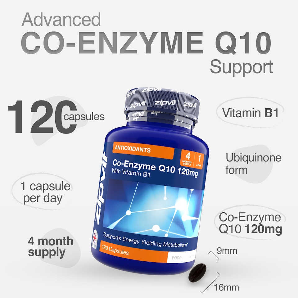image 1 of Zipvit Co Enyme Q10 120mg, Heart & Energy Support with B1, 120 Capsules, 4-Month Supply