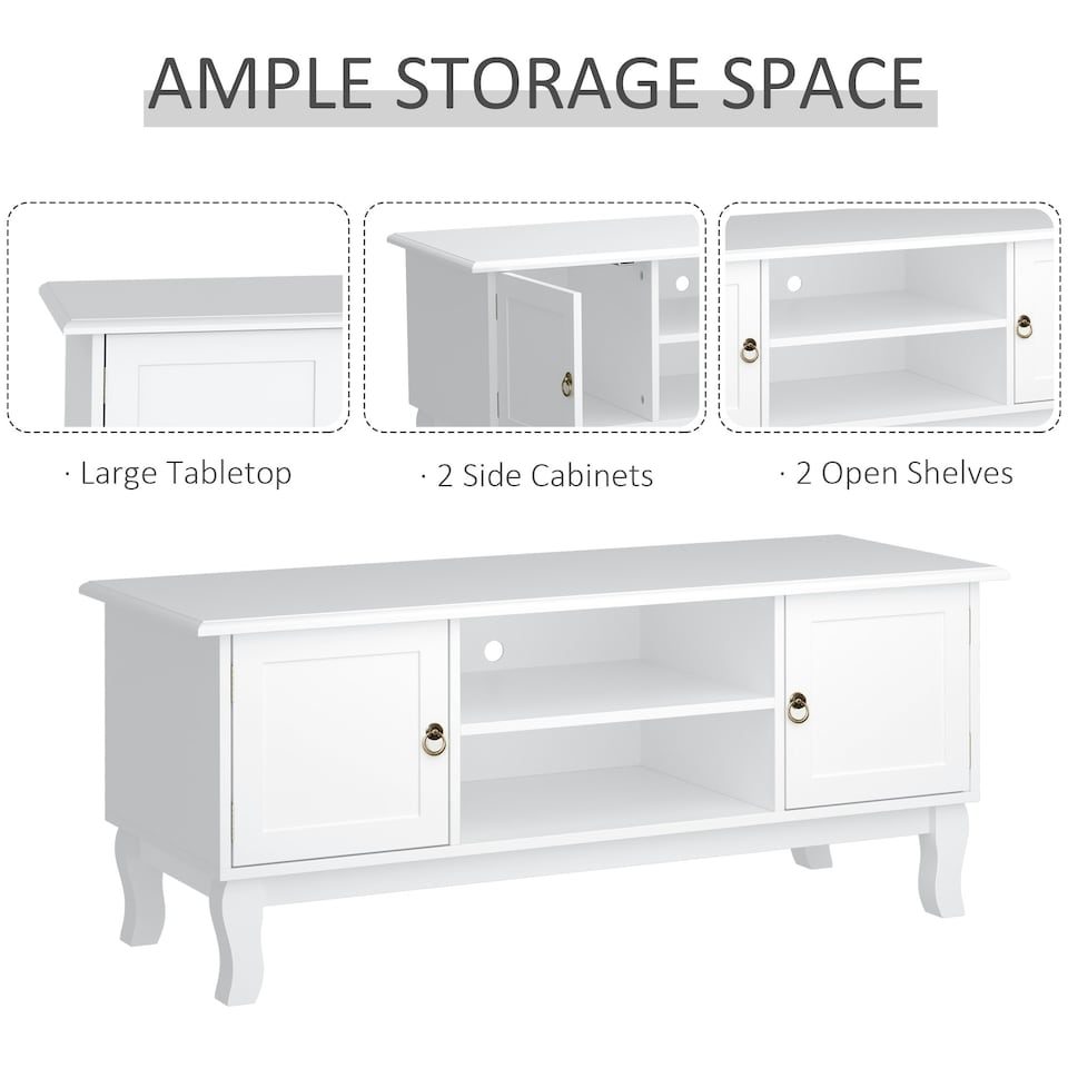 image 1 of HOMCOM Modern TV Stand with Storage Shelf and Two Door Cabinets