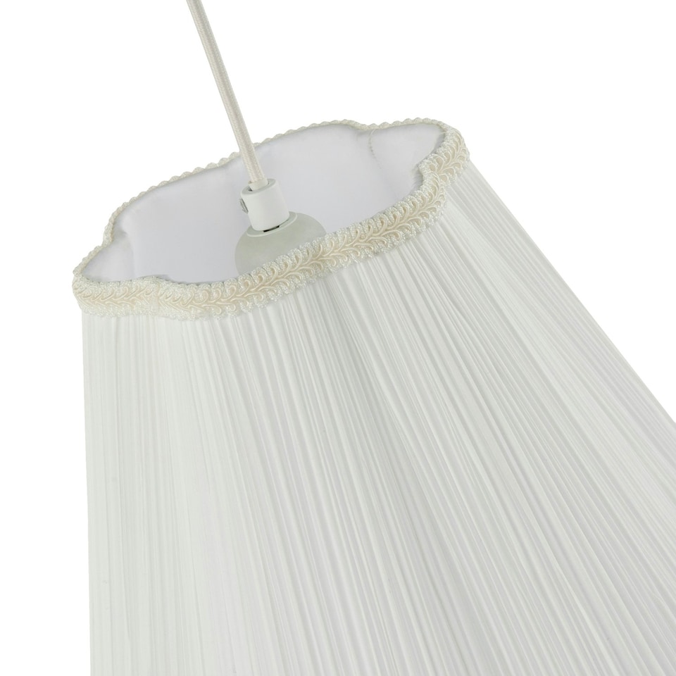 image 1 of White Victorian Pleated Faux Silk Lamp Shade with Embroidered Trims White