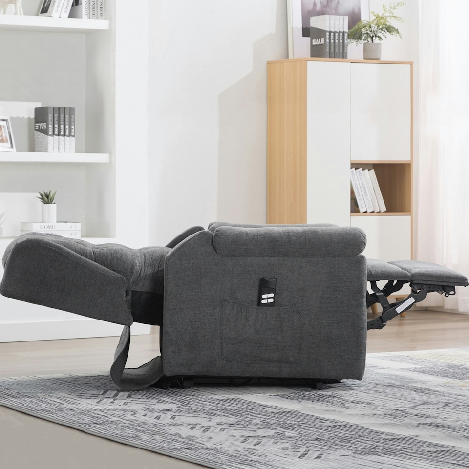 image 1 of Barnsley Fabric Electric Dual Motor Rise Recliner Mobility Armchair (Charcoal)