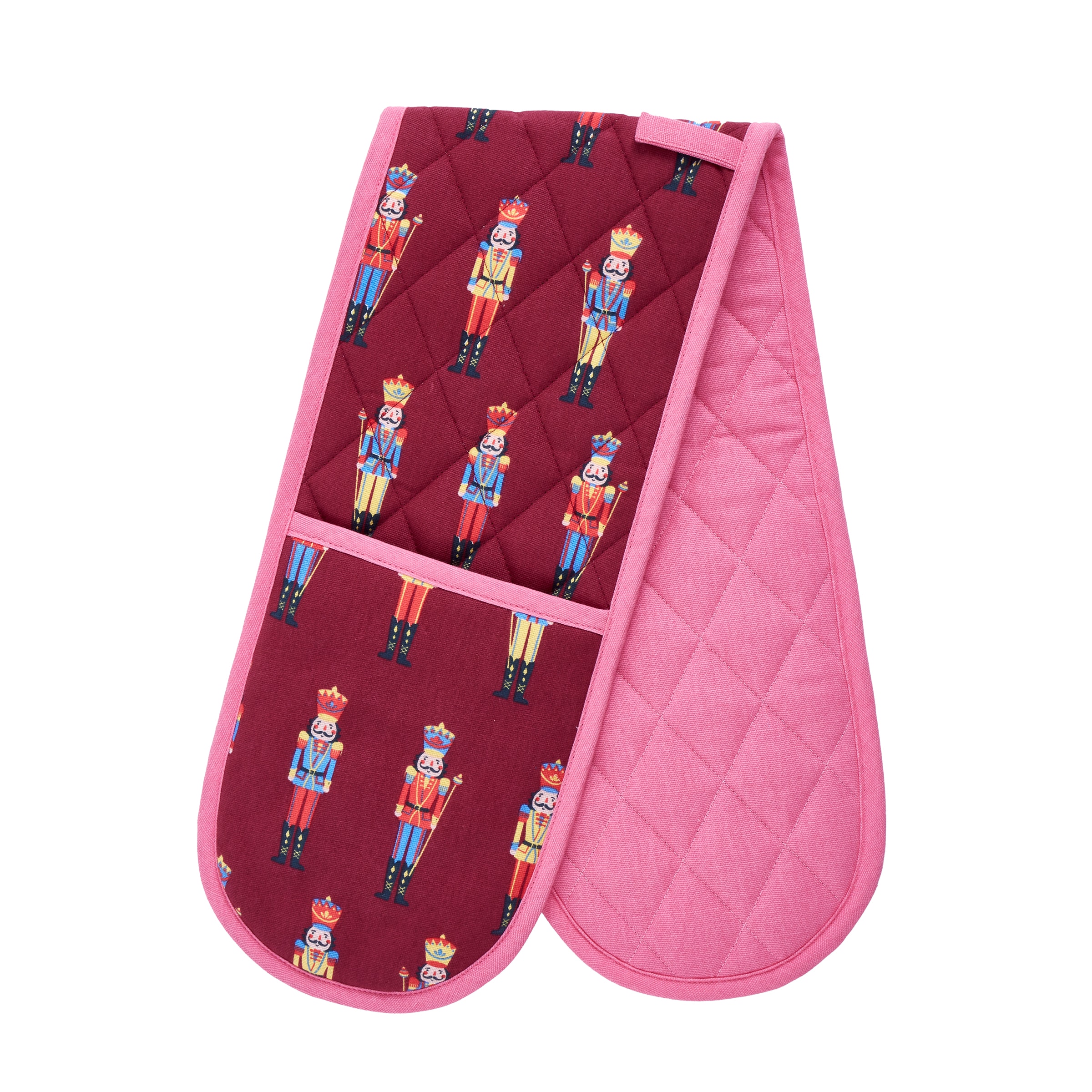 Catherine Lansfield 'Christmas Nutcracker' Cotton Kitchen Double Oven Glove in Plum