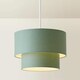 image 4 of ValueLights Jodie Two Tier Sage Linen Ceiling Drum Lamp Shade | Green