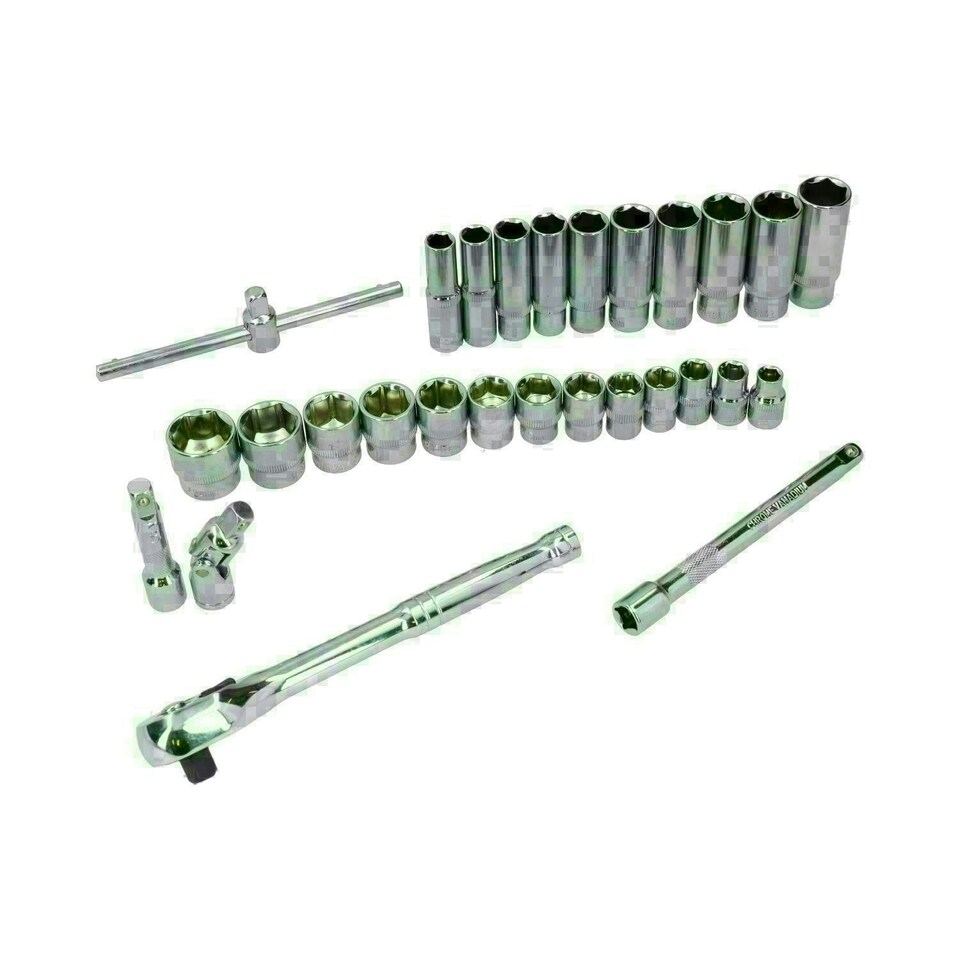 image 1 of 28pc 3/8" Drive Metric MM Shallow + Deep Socket And Accessory Set 8 - 24mm