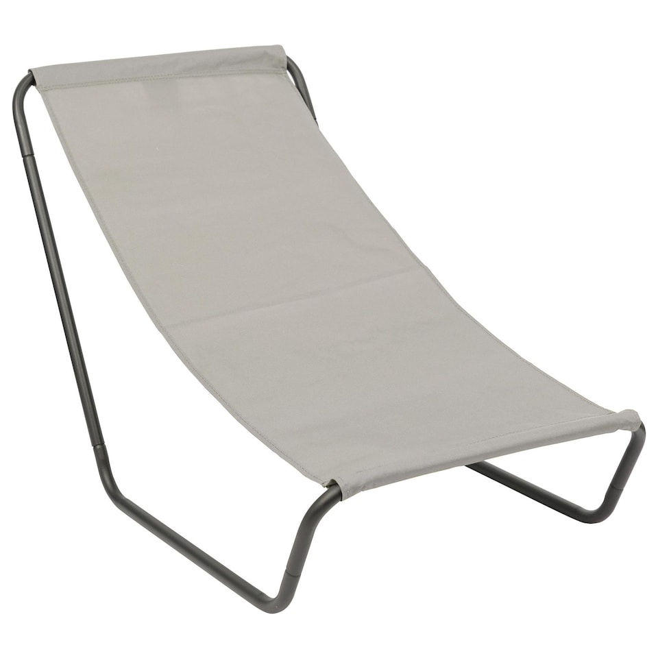 image 1 of Harbour Housewares Folding Beach Lounger - Matt Black/Beige
