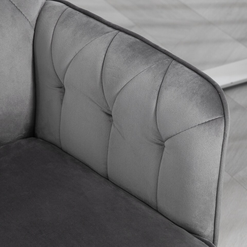 image 1 of Vinsetto Office Desk Chair, Velvet-Feel Fabric Vanity Chair with Height Adjustable, Armrest, Swivel Chair for Home, Dark Grey