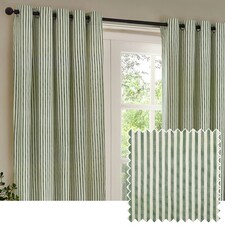 Yard Hebden Striped Cotton Forest Eyelet Curtains 117 x 183cm