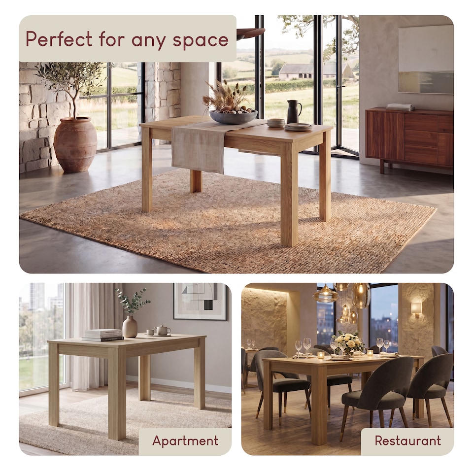 image 1 of Vida Designs Medina 4 Seater Family Dining Room Table - Oak