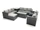 image 1 of Fimous Rattan Garden Furniture Sofa Set with Coffee table Armchair Side Table 3 Footstools Dark Grey Mixed