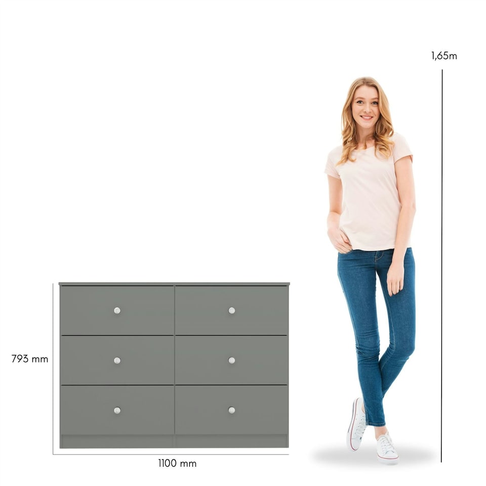image 1 of Denver 6 Drawer Chest Grey