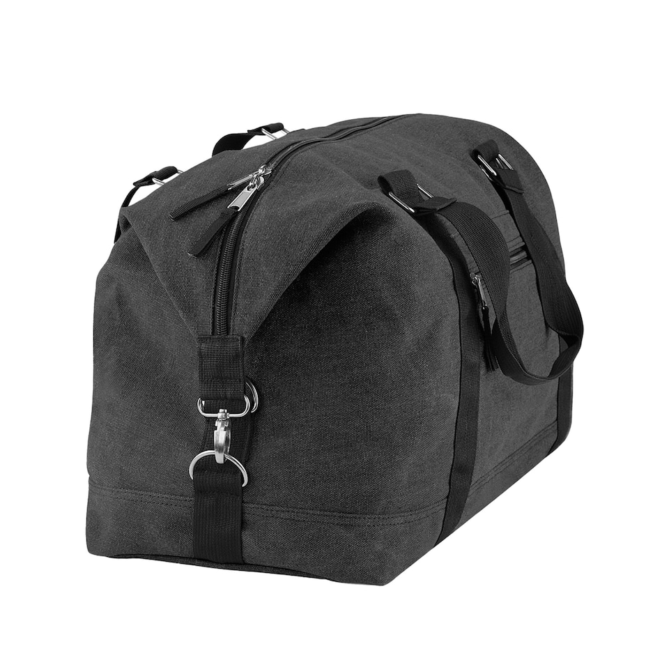 image 1 of Bagbase Vintage Canvas Weekend Bag - Vintage Black - One Size Black | One Size