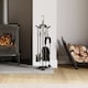 image 2 of Fire Vida 5 Piece Buxton Companion Set Fireside Fireplace Accessory, Black & Nickel