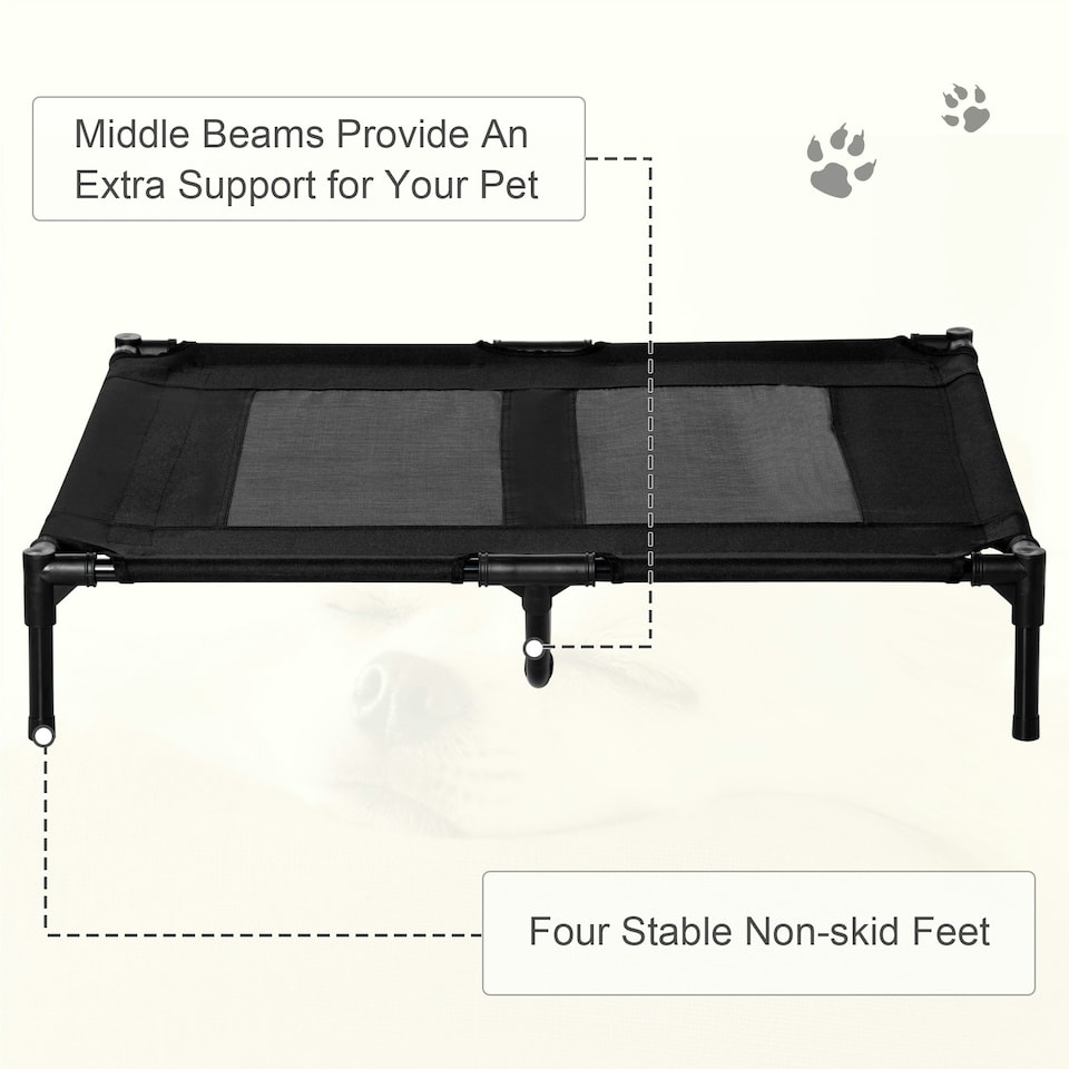 image 1 of PawHut Large Pet Cot Portable Dog Cat Sleep Bed Elevated Camping Outdoor Black
