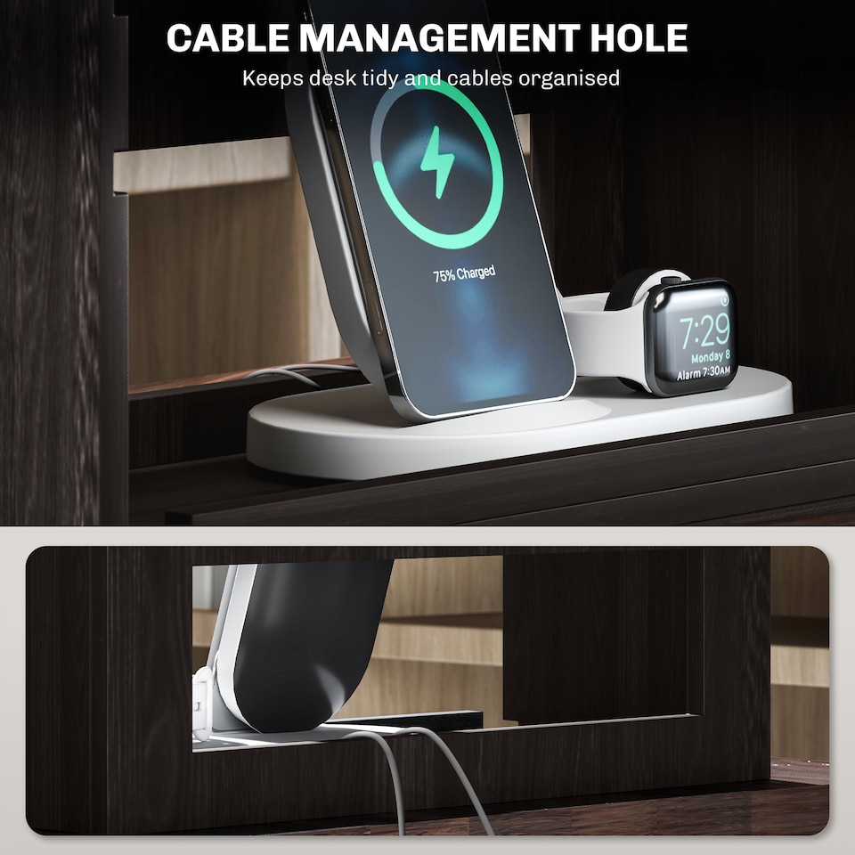 image 1 of HOMCOM 4-Tier Desk Organiser, Multifunctional Assembled Desktop Organiser with Adjustable Shelves and Cable Management for Stationery, Office Supplies, Paper, Dark Brown