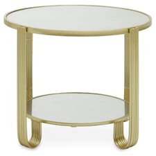 Interiors by Premier Modern Design Round Mirrored Top Gold Frame Table, Versatile Bedside Table, Easily Maintained Small Table Gold