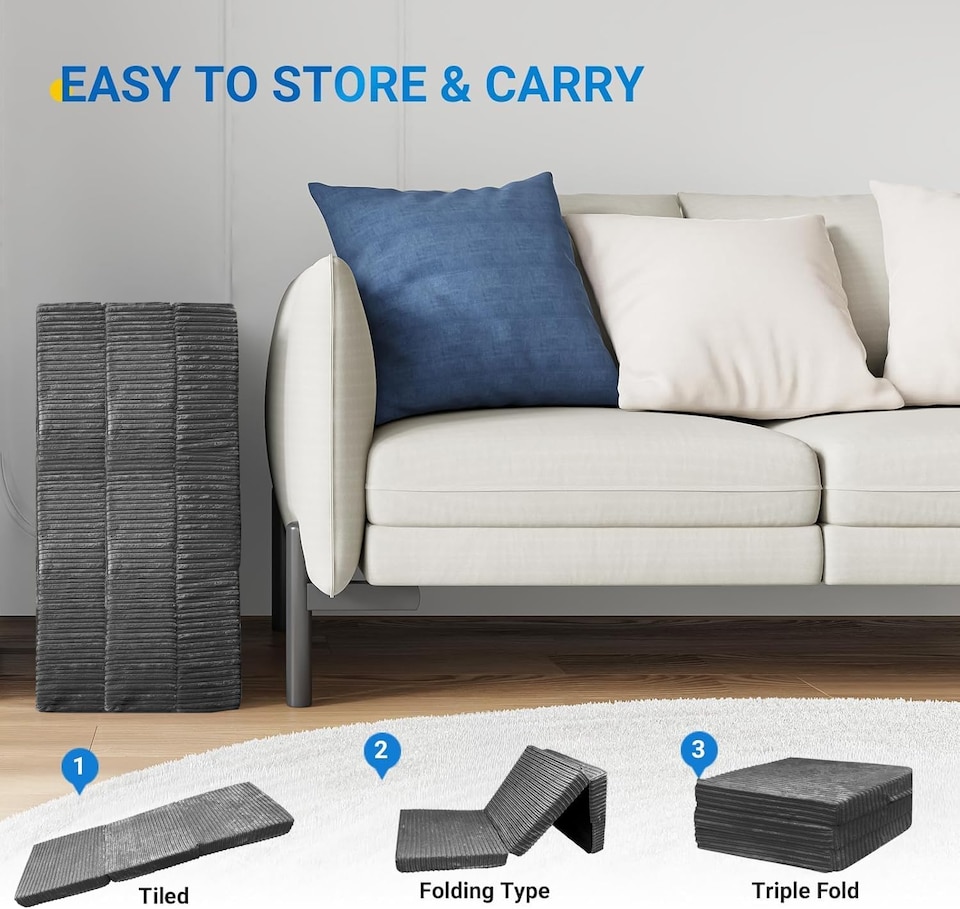 image 1 of Cord Tri-Fold Mattress Z Bed Futon Sofa Chair Mattress