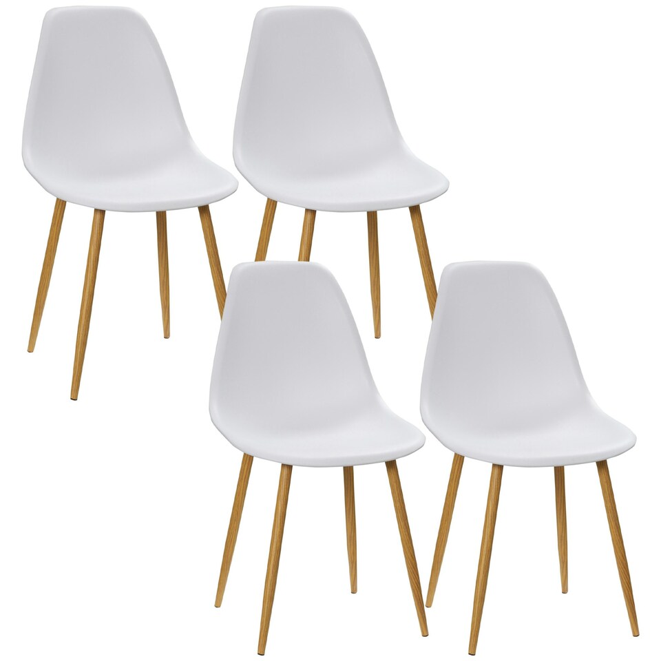 image 1 of HOMCOM Dining Chairs Set of 4 with Curved Back, Metal Legs, White