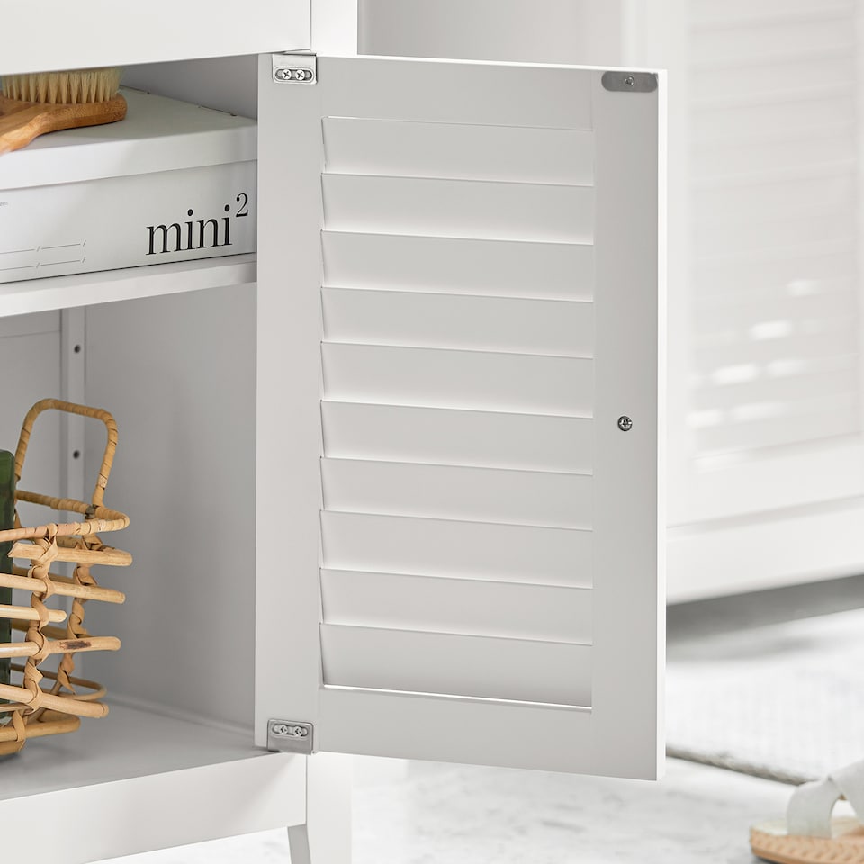 image 1 of SoBuy BZR13-W,Slim Bathroom Storage Cabinet with 2 Shelves & 2 Shutter Doors | White | White | 1