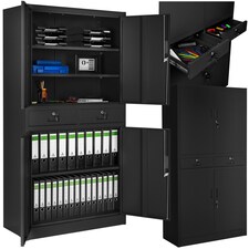 Filing Cabinet Cosmo - 2 drawers, 5 adjustable shelves, 180 x 80 x 40 cm Black