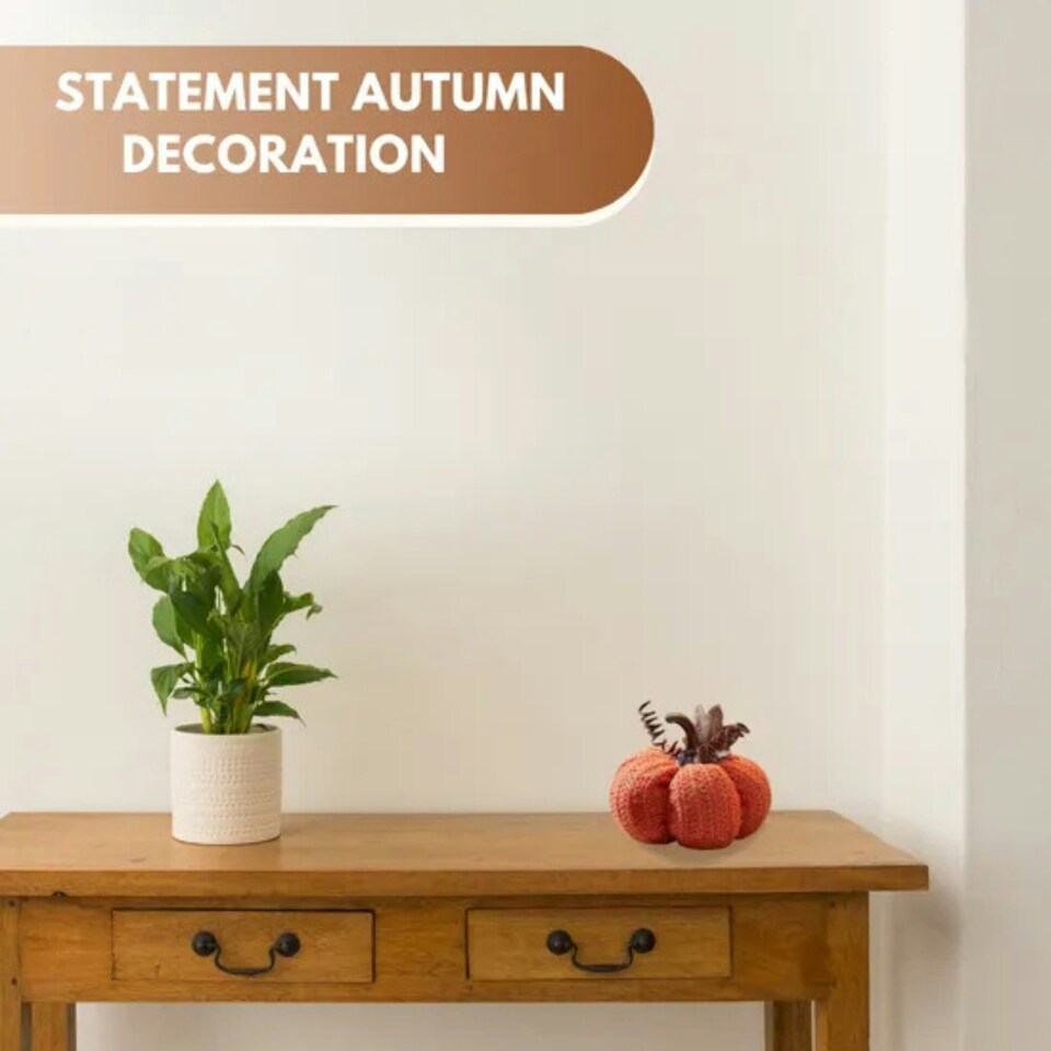 image 1 of Marco Paul 13cm Orange Plush Autumn Décor Pumpkin Halloween Decorations