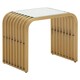 image 2 of Interiors by Premier Matte Gold Slatted End Table, Stylish End Table, Glass Top and Steel Construction Corner Table for Home Gold
