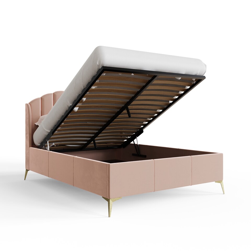 image 1 of Pettine End Lift Ottoman Storage Bed Double Blush Pink | Pink | Blush Pink