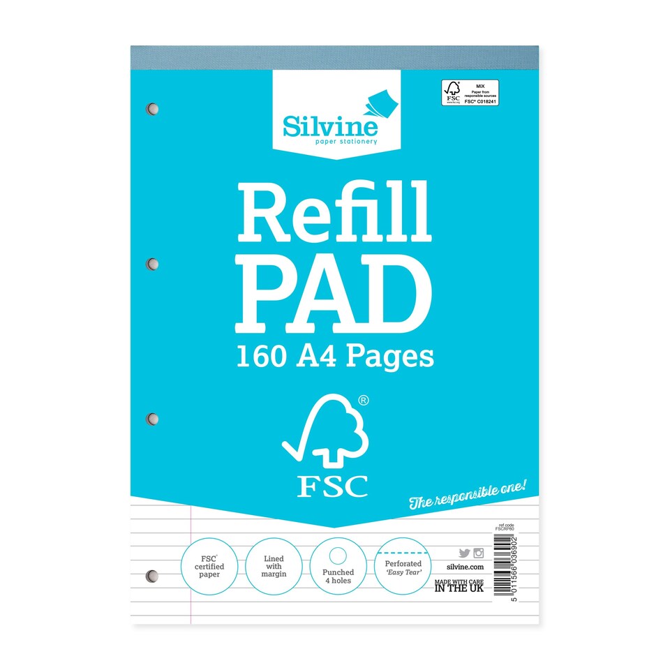 image 1 of A4 FSC Certified Silvine Refill Pad 160 Pages