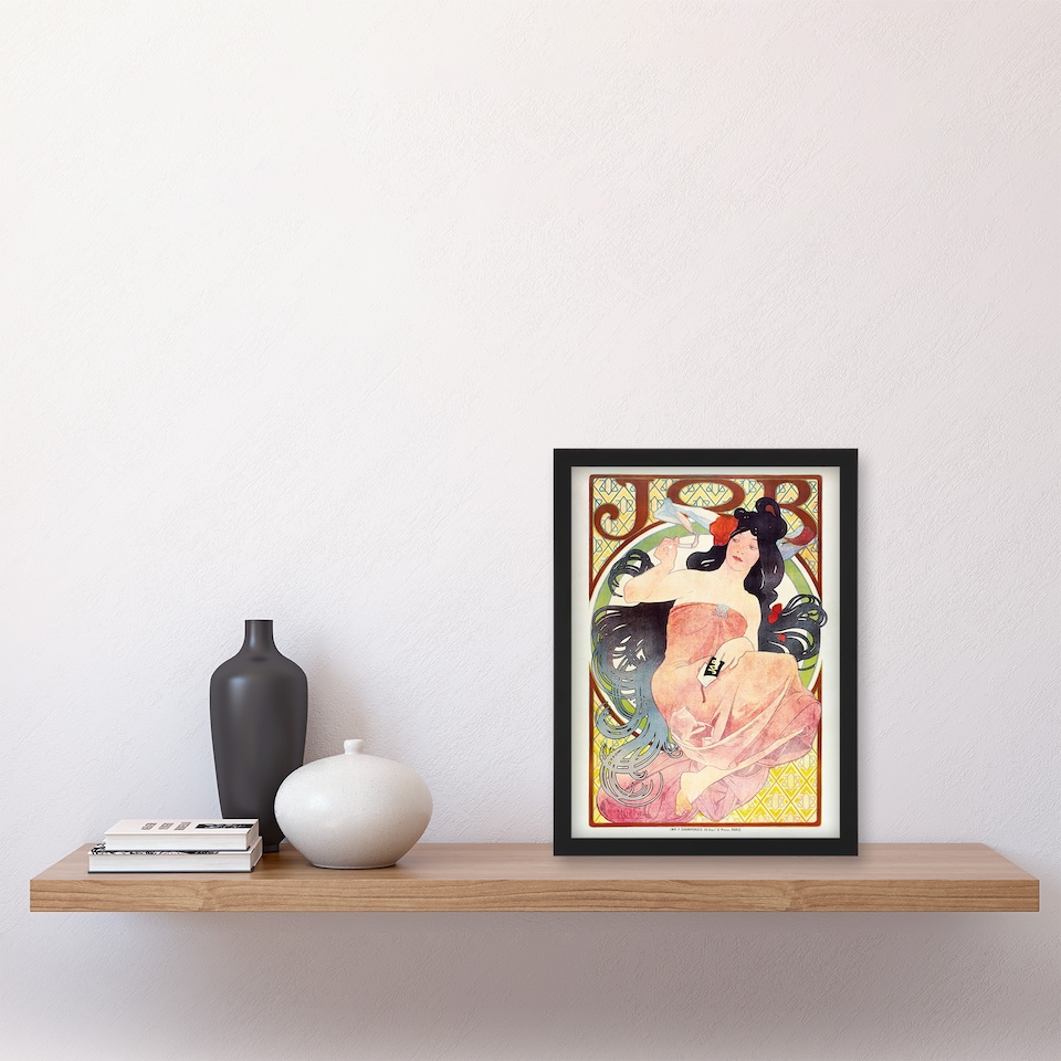 image 1 of Alphonse Mucha Framed Wall Art Art Nouveau Vintage Job Paper Advert Home Décor