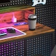 image 8 of HOMCOM Computer Table with LED Lights, Gaming Desk with Shelf, Rustic Brown | Brown