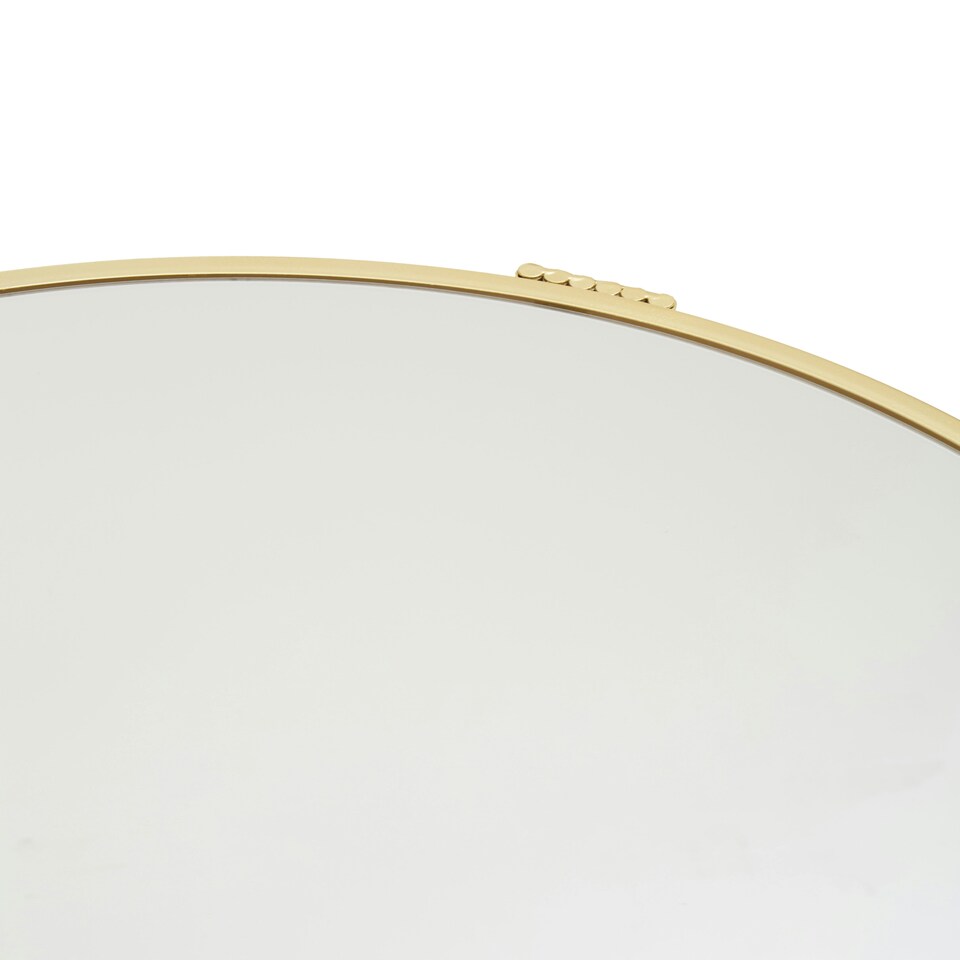 image 1 of Interiors by Premier Modern Design Round Mirrored Top Gold Frame Table, Versatile Bedside Table, Easily Maintained Small Table Gold