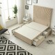 image 1 of Sunburst Divan Bed with 4 Drawers & 54'' Floor Standing Headboard Plush Velvet | Brown | Beige