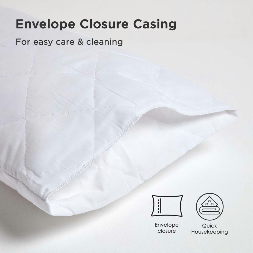 image 1 of Homescapes Standard Size Quilted Pillow Protector - Pack of 10 | White | Standard