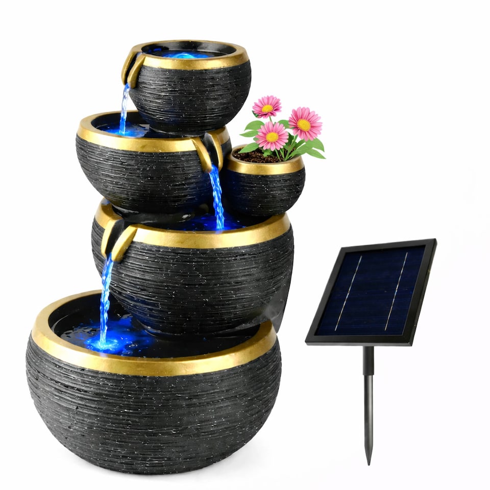 image 1 of Solar Midnight Gold 4-Tier Ripplefall Water Feature