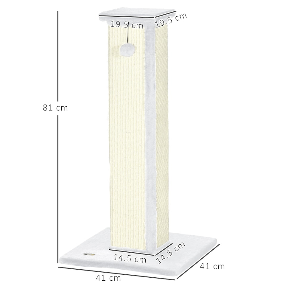 image 1 of PawHut Cat Scratching Post with Vertical Sisal Rope Ball Plush, 81cm