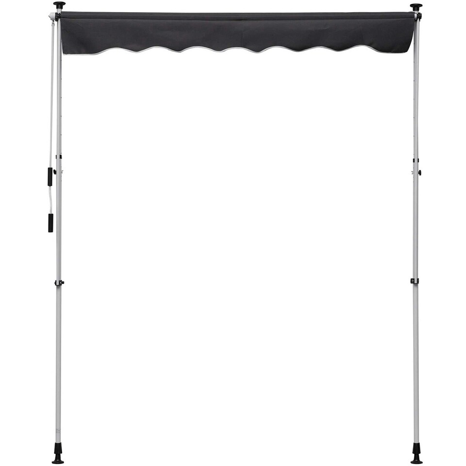 image 1 of Outsunny 2x1.5m Manual Retractable Patio Awning Floor- to-ceiling Shade - Grey Grey