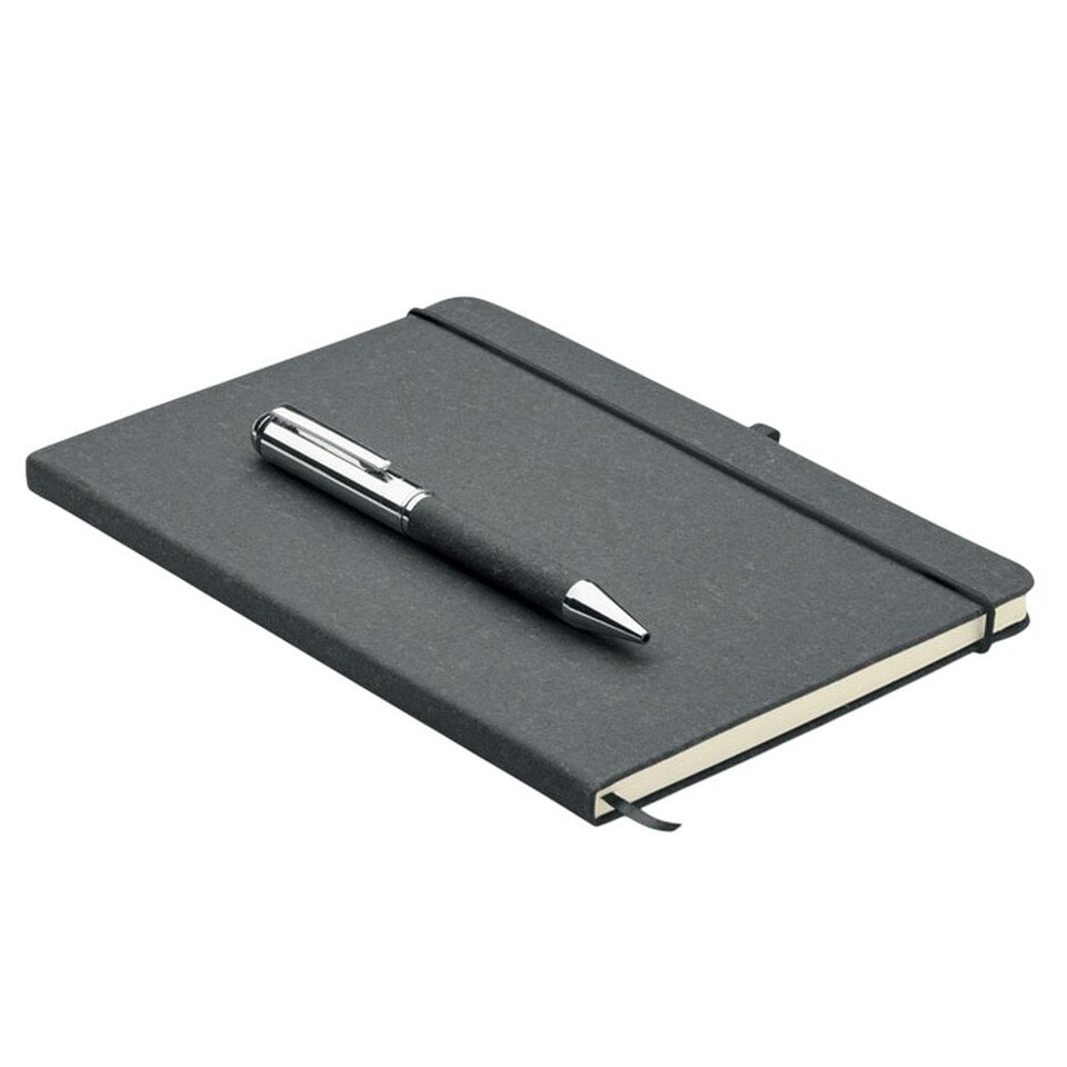 image 1 of MidOcean Eleganote Leather Notebook & Pen - Black - 19.4cm x 24cm x 1.6cm