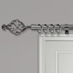 image 1 of Extendable Curtain Pole Spiral Curtain Rail Pole Set Includes Rings, Finials, Brackets & Fittings - BLACK NICKEL - 40cm to 325 cm (15" to 128")