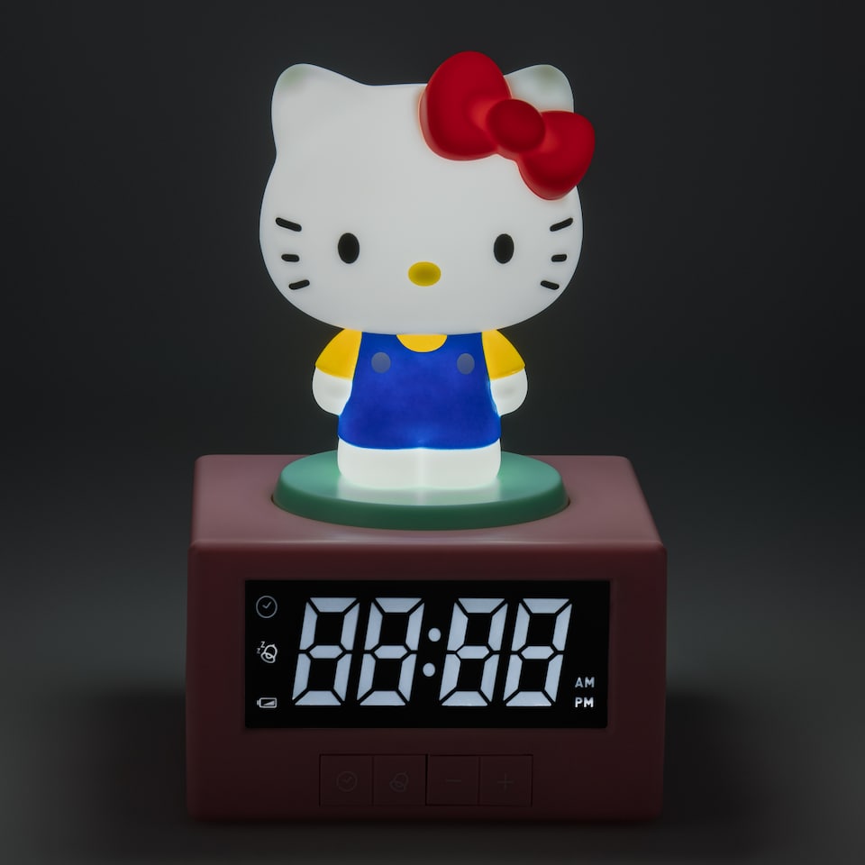 image 1 of Hello Kitty Digital Alarm Clock with Night Light & Music, BatteryPowered Sanrio Kawaii Bedroom Decor Gift  Paladone