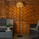 image 3 of ValueLights Solar Powered Outdoor Natural Rope Garden Light Floor Lamp with Rattan Shade | Cream