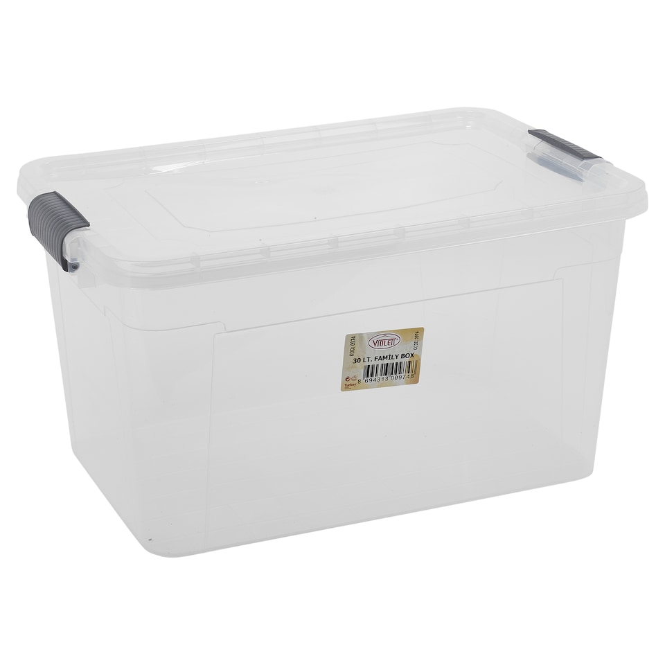 image 1 of URBNLIVING Clear Plastic Storage Box With Lid | Clear | 30 Litre - 4 Boxes