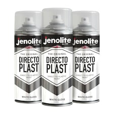 Jenolite Directoplast Multi-Surface Paint - White Gloss - 400ml Spray Can - 3-Pack