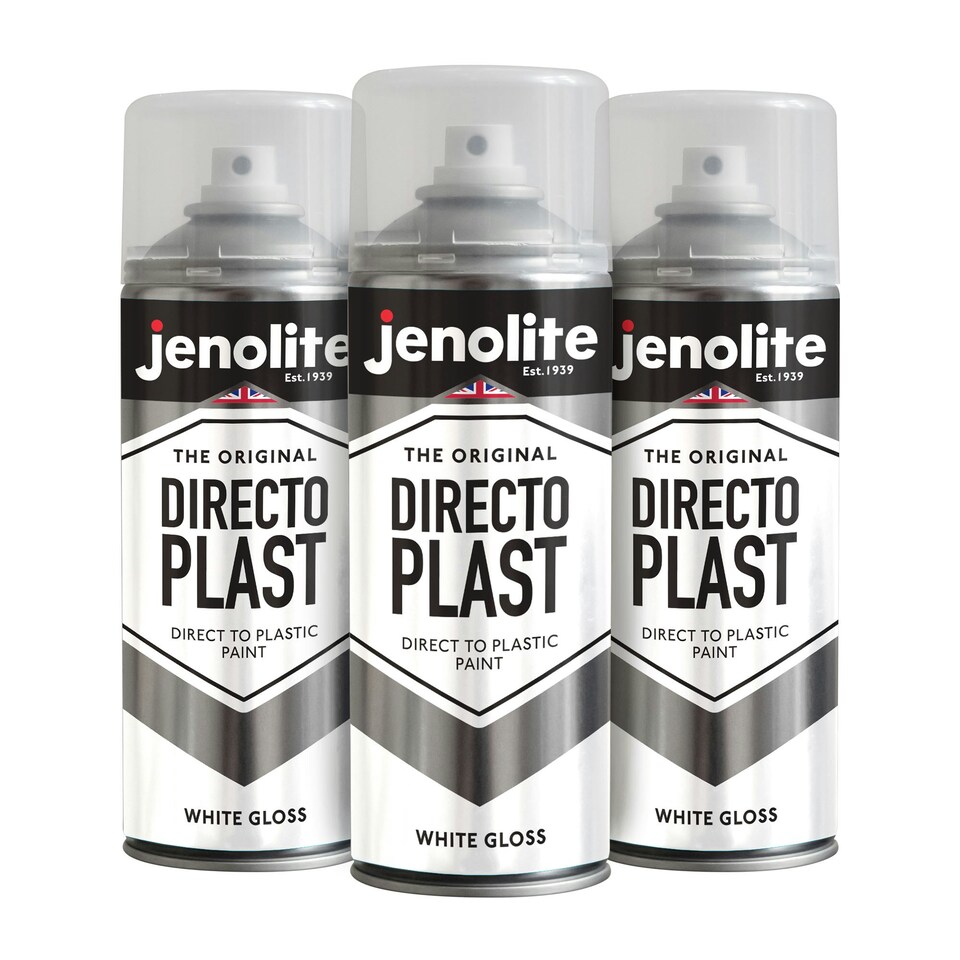 image 1 of Jenolite Directoplast Multi-Surface Paint - White Gloss - 400ml Spray Can - 3-Pack