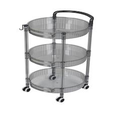 Living and Home 3-Tier Multifunction Floor-standing Plastic Round Storage Cart Organizer Rack Black | One Size