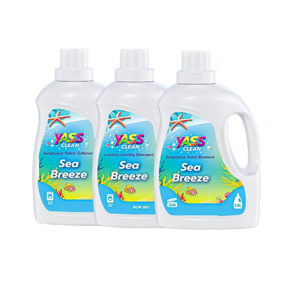 image 1 of Yass Clean Non Bio Sea Breeze Laundry Bundle, 32 Washes 1.5L Concentrated Detergent, 1.5L Fabric Softener, 1.5L Scent Booster Laundry Beads