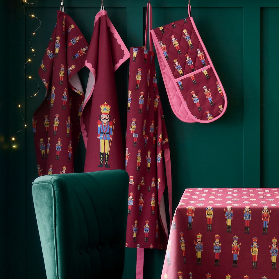 image 1 of Catherine Lansfield Christmas Nutcracker Cotton Kitchen Tea Towel Pack of 4