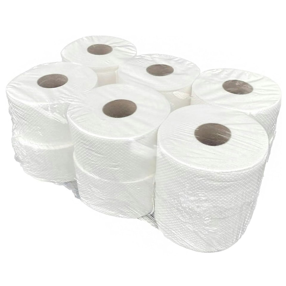 image 1 of 12 x White 2ply Highly Absorbent Home, Kitchen, Washroom & Restaurants Embossed Centrefeed Rolls