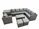 image 1 of Fimous Patio Sofa Oblong Coffee Table Set Rattan Garden Furniture Set with Chair Side Table Dark Grey Mixed