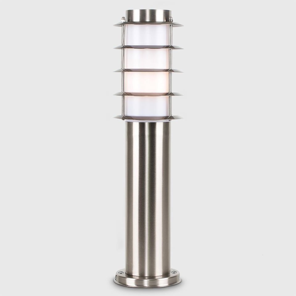 image 1 of ValueLights 4 x Wharf Modern Silver Stainless Steel Outdoor Wired IP44 Garden Post Lights | Chrome